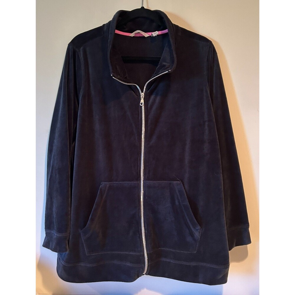 ISAAC MIZRAHI Womens Size 1X Black Long Sleeve Soft Fleece Jacket - EUC